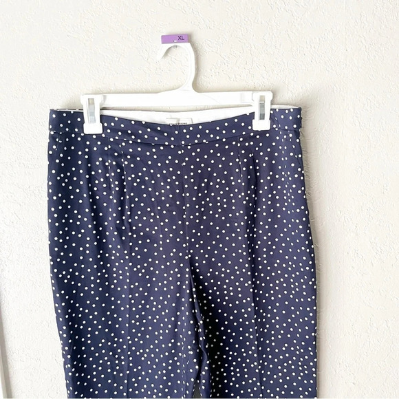 Court & Rowe Pants Women's 12 Navy Blue White Scatter Polka Dot Twee Academia - Picture 3 of 6
